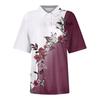 Women's Fashion Casual Lapel Short Sleeve Line Print Shirt Women's Button Up Tops