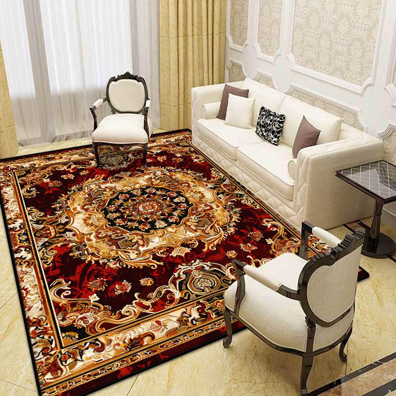 Big Size European Style Red Carpet Living Room 140x200cm Non-slip Luxury Rug for Bedroom Cloakroom Non-slip Floor Mat Washable