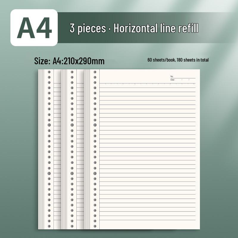 A4 Gitterlinien Notizbuch-Nachfüllpack - Herausnehmbares Papier für Studenten und Prüfungen