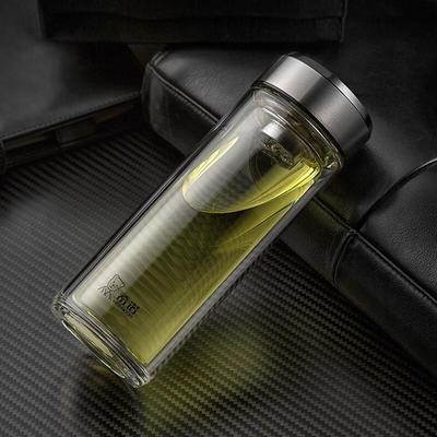 Zhi Shi Dubbelväggig Glasmugg för Te & Vatten med Lock