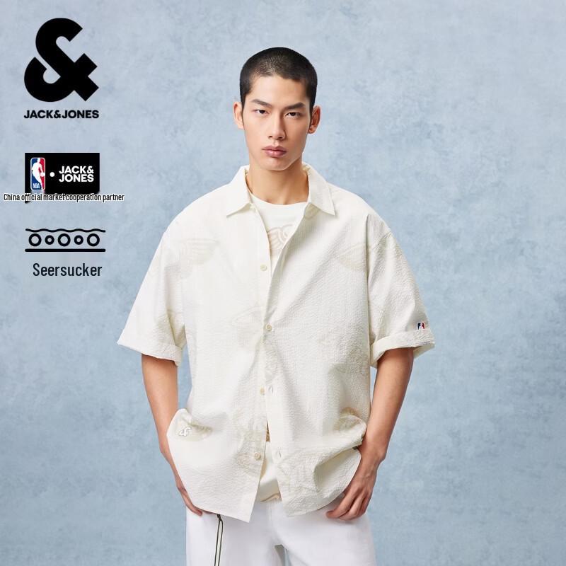 

JACK&JONES NBA Co-branded Pure Cotton Seersucker Short-Sleeved Shirt M