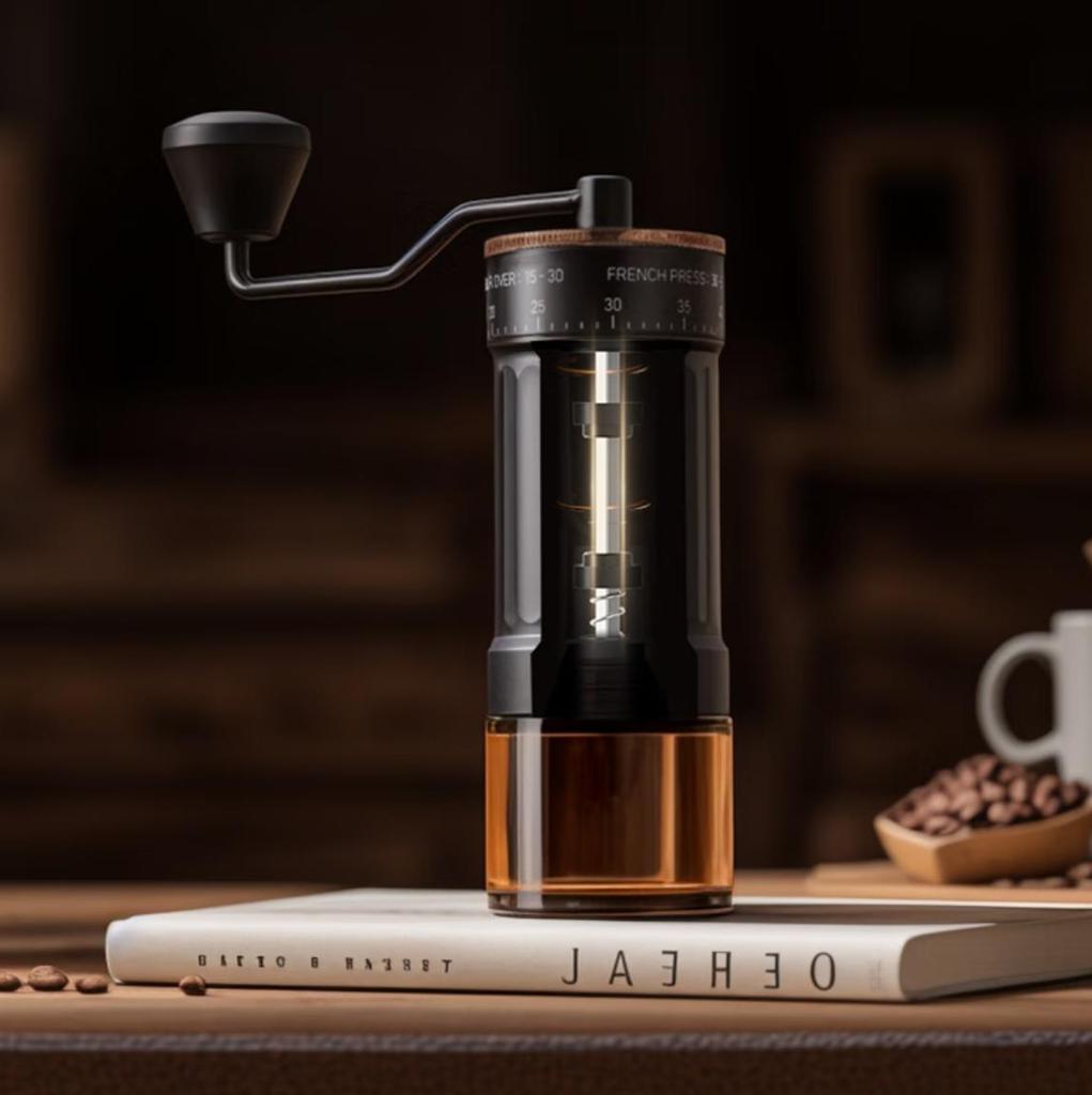 CLITON Hand-Crank Coffee Grinder, External Adjustment Coffee Bean Grinder, Manual Portable Coffee Machine