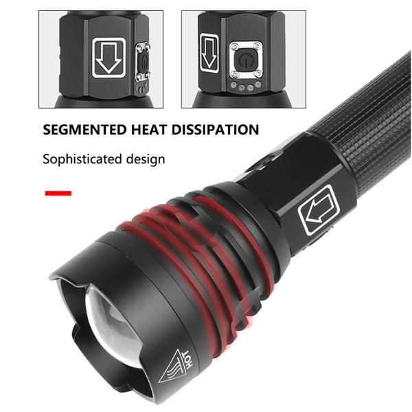 Outdoor Waterproof Led Flashlight Powerful Rechargeable Flashlight 26650 Bright Light Lamp Camping Hand Light USB Flash Lamp
