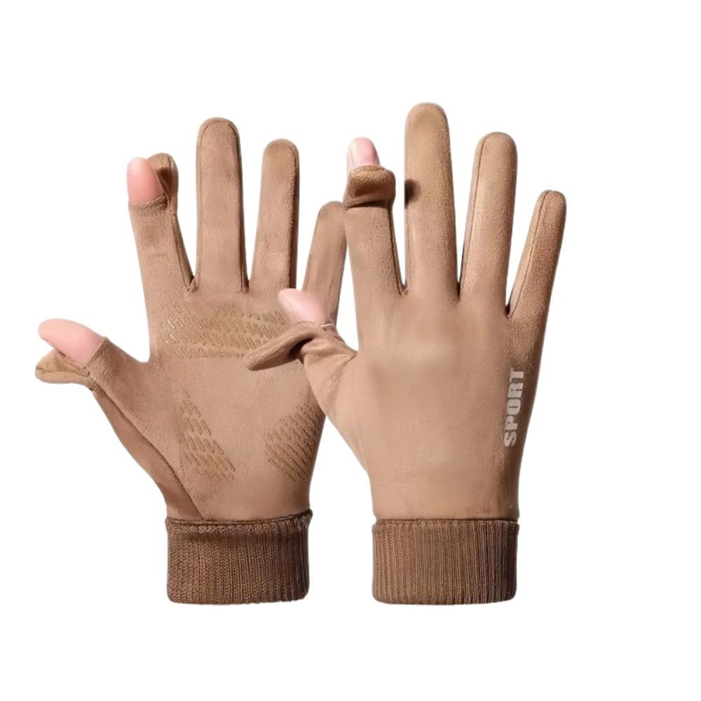 

Solid Color Faux Suede Gloves Touchscreen Full Fingers Mittens Sports Men Flip-Tops Gloves Driving хаки