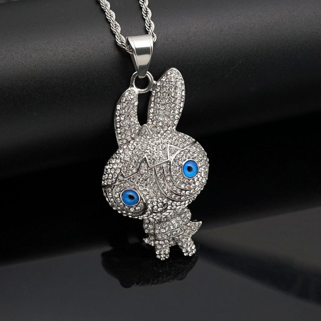 New Fashionable Hip-hop HIPHOP Accessory Full Diamond Rabbit Pendant Trendy Versatile Accessory Necklace