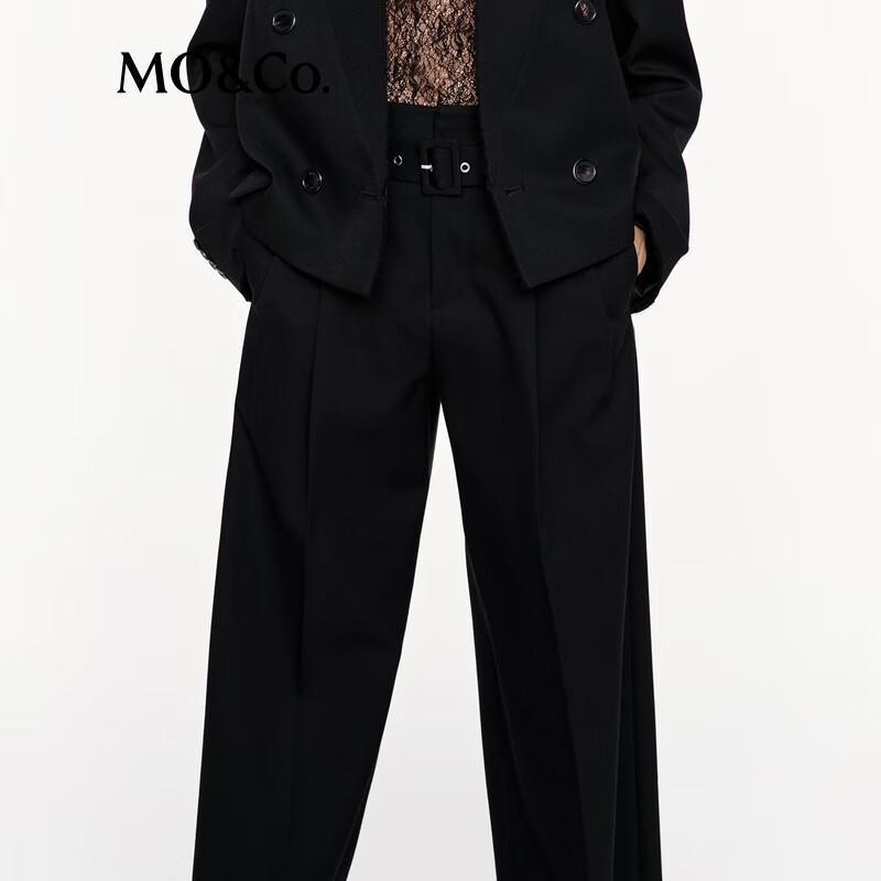 MO&Co. High-Waist 100% Wool Straight Trousers