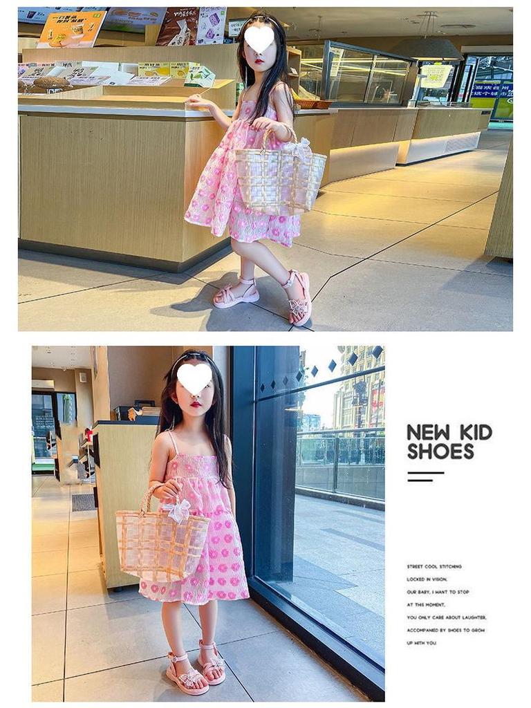 2025 Summer Rhinestone Bow Sandals for Girls - Casual Soft Princess Shoes for Little and Big Kids