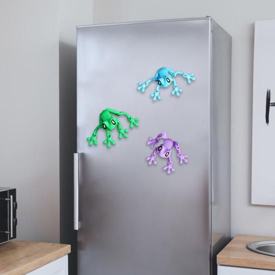 Movable Joints Frog Fridge Magnet 3D Printed Frog Fidget Toy Articulated Animal Model Figurine Magnetic Refrigerator Frog Decoration Ornament