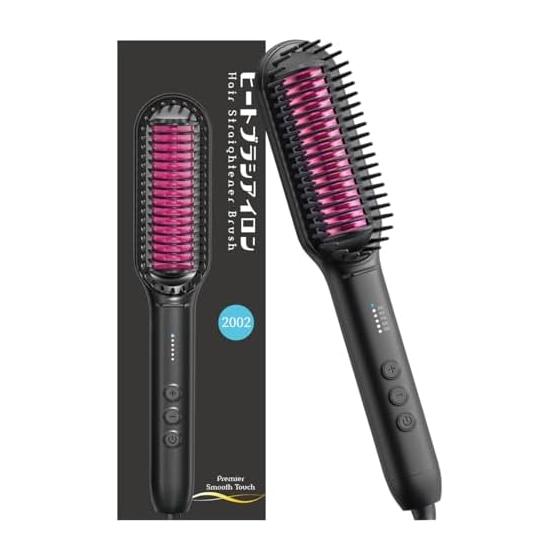 Heat Brush Hair Brush Iron 2WAY Curl/Straight Hair Iron Burn Prevention Electric Heating Hair Brush 210 Professional Specification 130~210 5-level