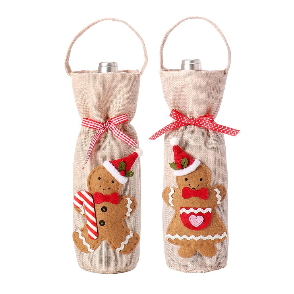 Christmas New Arrival Red Wine Bottle Cover Linen Red Wine Bottle Bag Christmas Dinner Dress Up