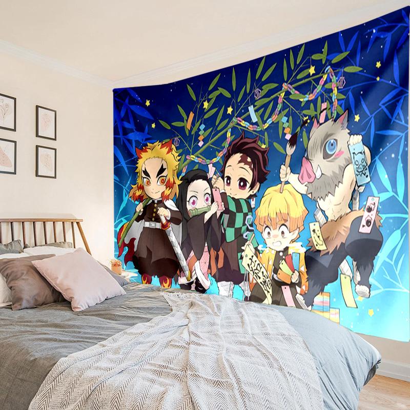 Anime Slayer Characters Tapestry, Unique Design Tapestry, Wall Decor for Bedroom,Livingroom, Playroom,Heartwarming Fan Holiday Gifts