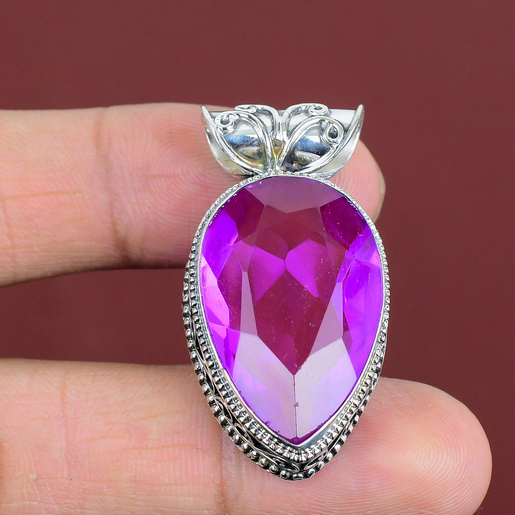 

Faceted Pink Tourmaline Pendant Gemstone Pendant Amazing Handmade Jewelry 925 Sterling Silver Pendant Vintage Style Pendant Engagement Gifts