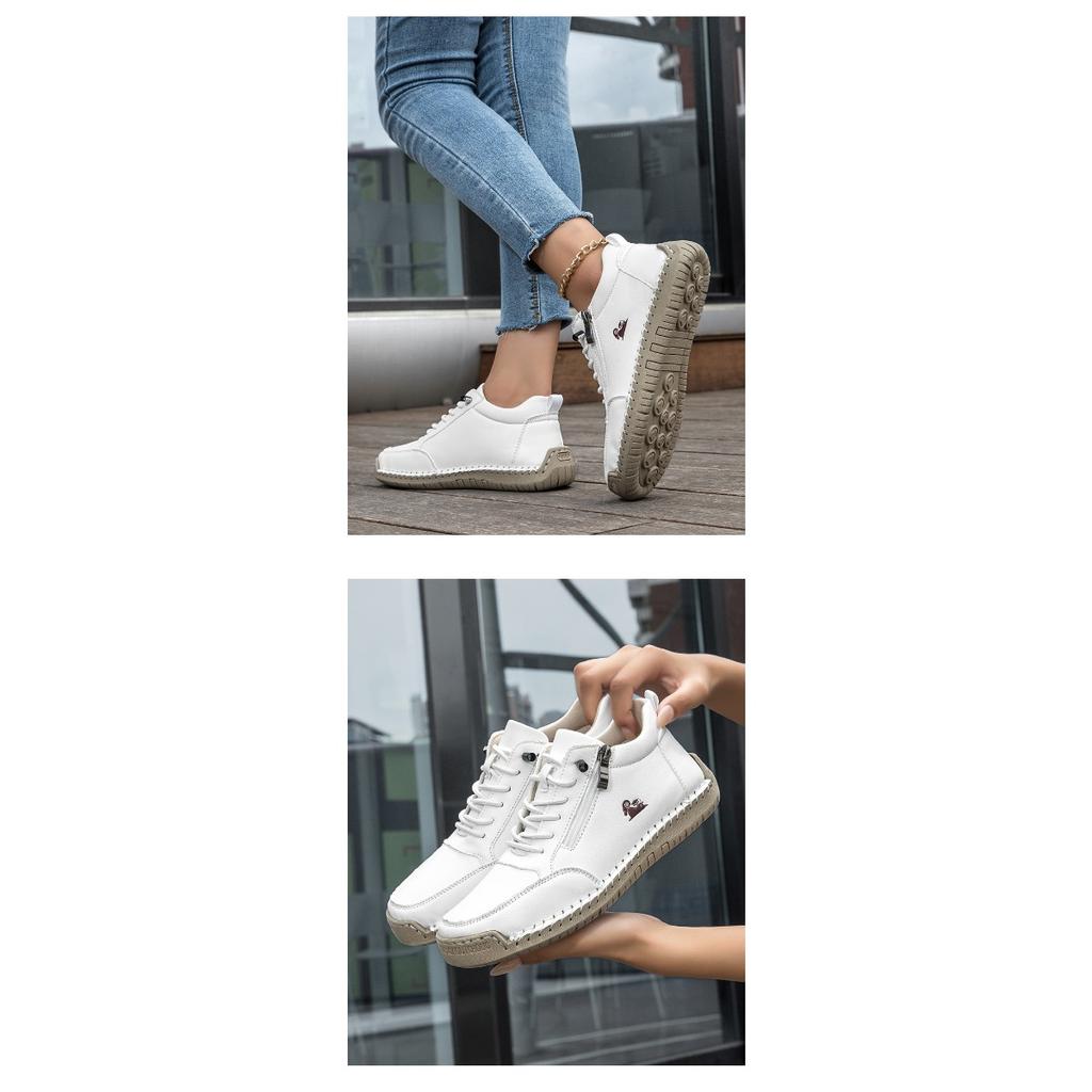 Scarpe da donna cucite a mano da uomo e da donna con suole morbide, suole piatte autunnali e invernali, scarpe singole, scarpe casual, stivaletti
