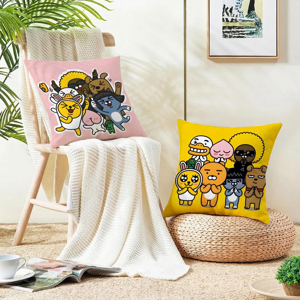 Popular KKakao FriendsS Cushion Cover Breathable and skinfriendly linen pillowcase square removable and washable cushion
