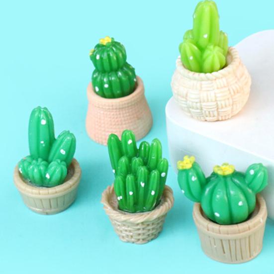 Mini Artificial Cactus Plants in Pot Miniature Potted Green Cactus Figurine for DIY Micro Landscape Fairy Garden Accessories Plant Pots Bonsai Crafts