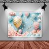 Mocsicka 3D Hot Air Balloon Backdrop For Baby Cake Smash Photography Background Colorful Clouds   Photo Studio
