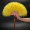 White Feather Fan Full Velvet Thickening Cheongsam Catwalk Folding Fan Yudi Boutique Night Shanghai Chinese Ancient Style Dancing Folding Fan Female