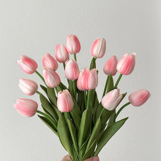 Artificial Tulip Realistic Fake Flower Branch Home Office Wedding Party Table Centerpiece Indoor Outdoor Faux Bloom Decoration