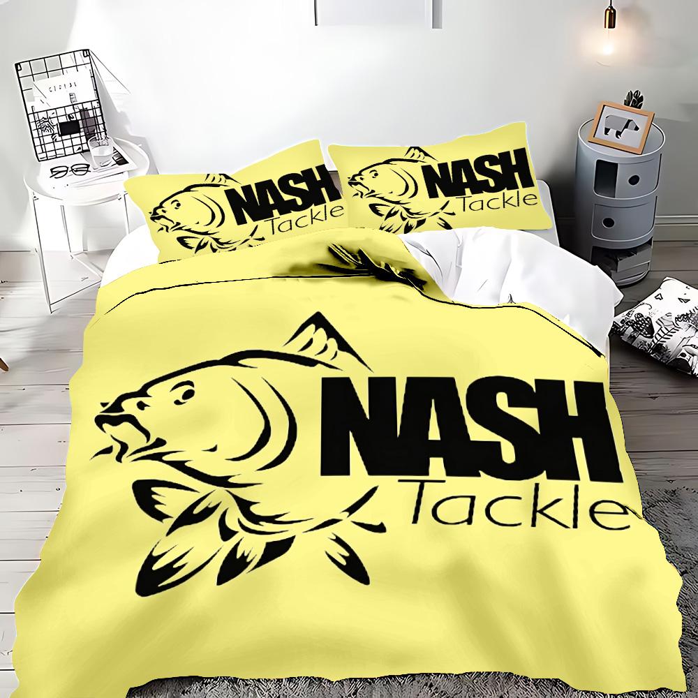 Nash Fishing Logo Bettbezug Kissenbezug Bettwäscheset Erwachsener Junge Mädchen Schlafzimmer Dekoration Kinder Geschenk Einzel Doppel Große Größe