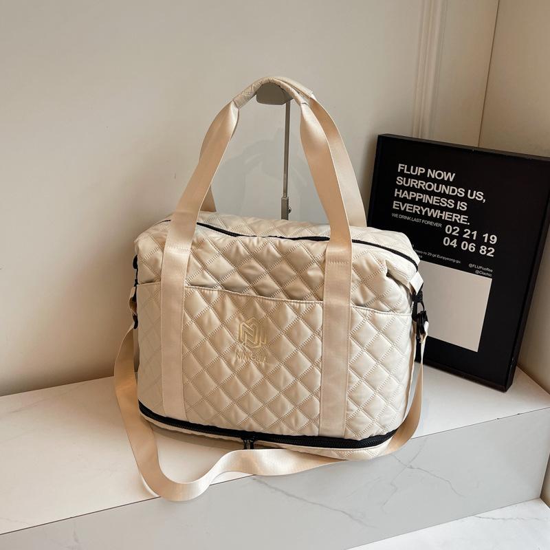 Rhombus Travel Luggage Women's Light Korean Edition Oblique Span Fitness Bag Premium Sense Large Capacity Travel Storage Bag
