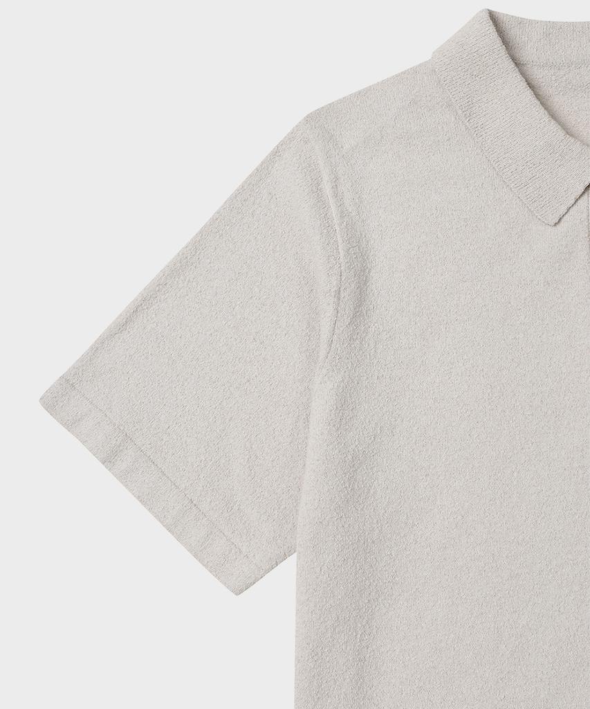 Teildeon Dickie Short Sleeve Boucle Yarn Knit Polo Shirts Light Gray