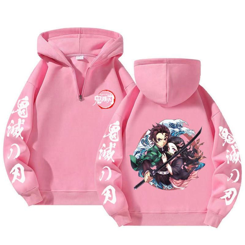 Unisex Bluza z Kapturem Anime Zapinana na Zamek Luźny Krój Długi Rękaw Bluza Jesienna Codzienna