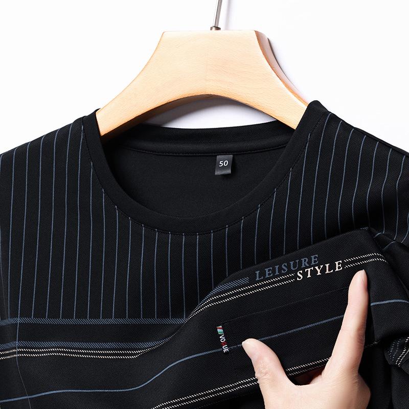 Sommer Neue Einfarbig Kurzarm Männer Junge und Mittleren Alters Reife Casual Gerade Rundhals Dünne Atmungsaktive herren T-shirt 4XL black