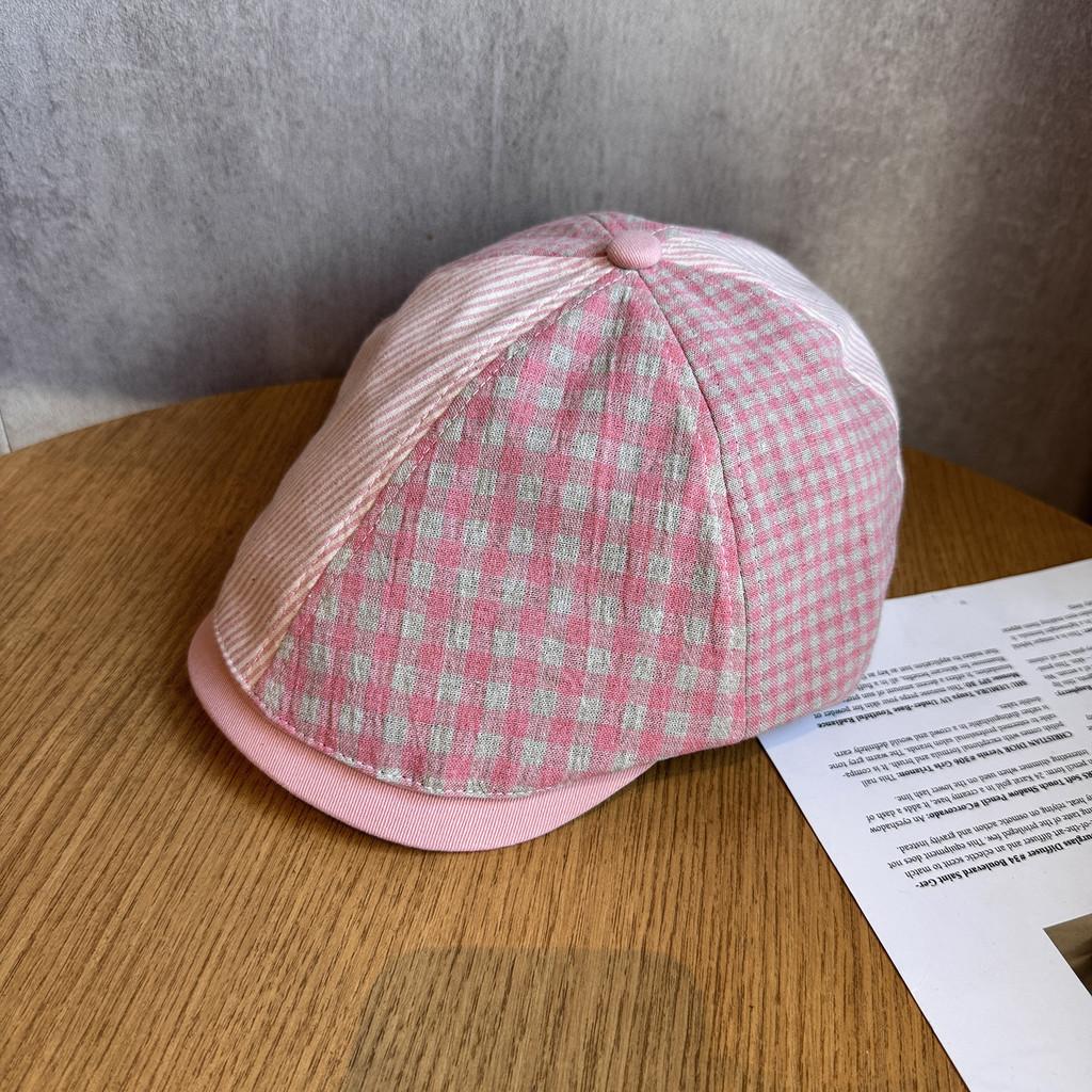 Color Grid Solid Vintage Beret Women Adjustable Fit Sunshade All Cap Seasons