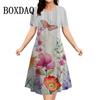 Fashion Elegant Women‘S Dresses Butterfly Flowers Print Dress Casual O-Neck Loose Plus Size Vacation A-Line Clothes 2026 Summer