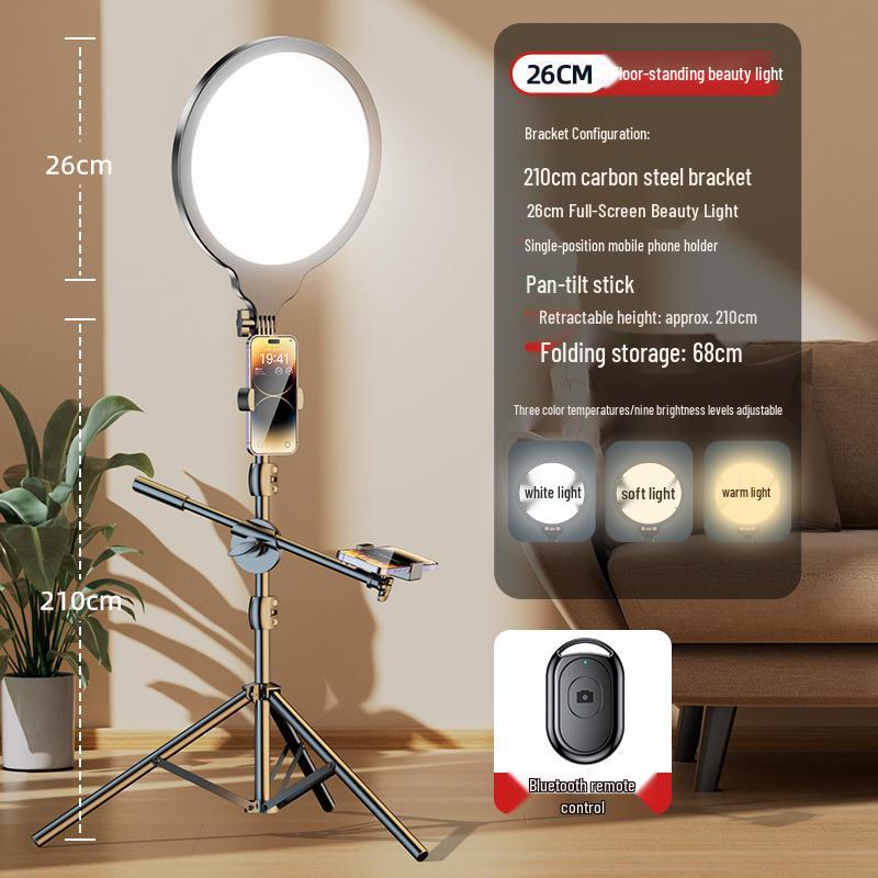 LED Live Streaming Selfie Light: Desktop & Floor Standing