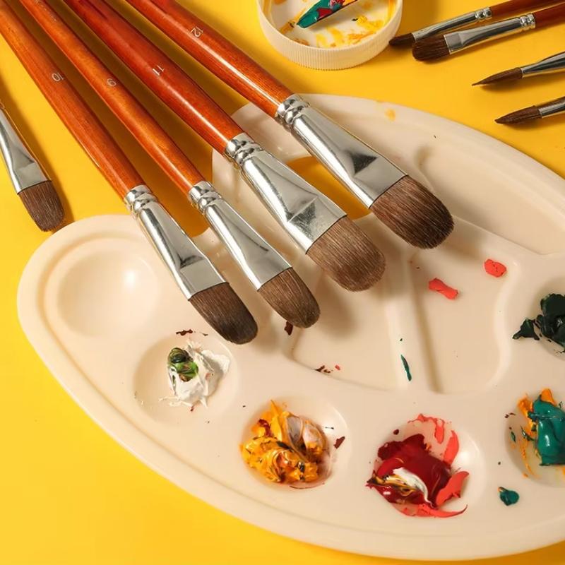 JOWOART 6 buc Perie pentru acuarelă Păr de nevăstuică Pix pentru vopsea artistică pentru îmbinări speciale Linie acrilică Stilo cu ulei Copil Începător Materiale pentru set de vopsea guașă