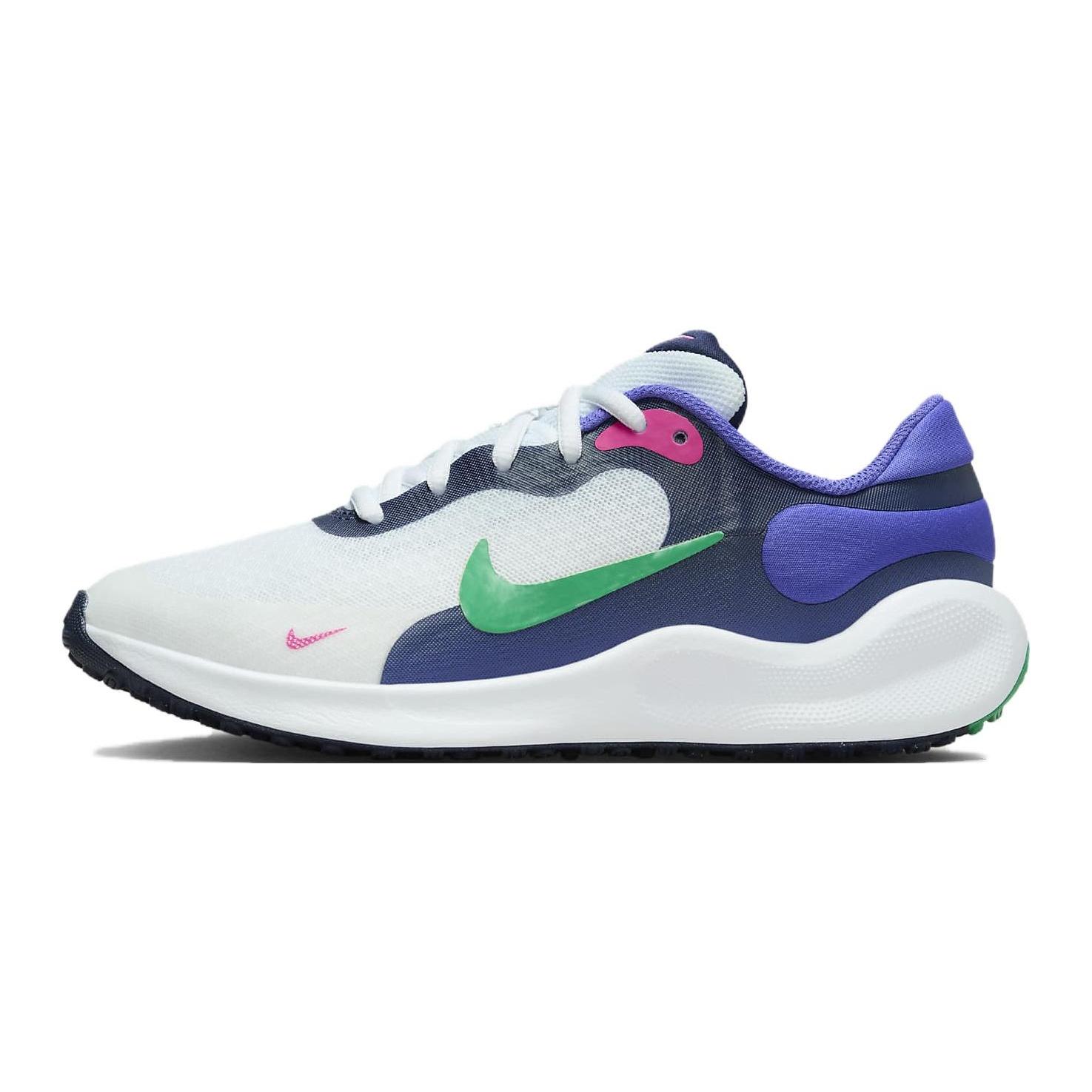 (GS) Nike Revolution 7 White Persian Violet Navy Kids FB7689-101 EU 32