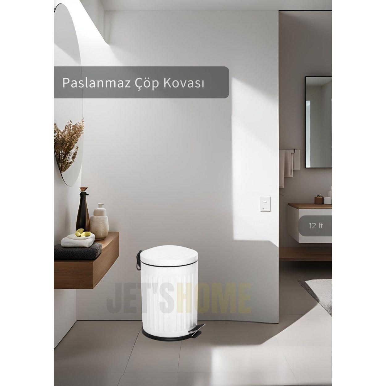 

Pedal Bathroom Trash Can Stainless 12 Lt Kitchen Trash Can White
