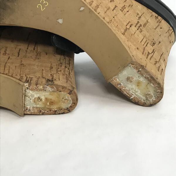 Burberry Blue Label Wedge Sandals [23.0/Black] Ribbon Pumps High Heels