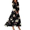 Women's Fashion V-Neck Floating Beach Dresses Seven Sleeve Floral Printed Dresses