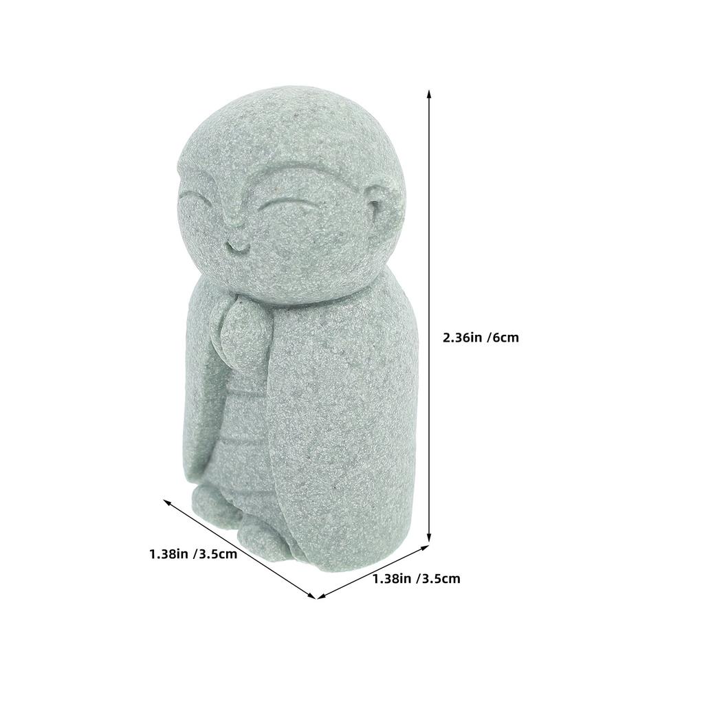2Pcs Japanese Buddha Statues Sandstone Jizo Praying Smiling Monk Feng Shui Zen Garden Meditation Home Decor Sculpture