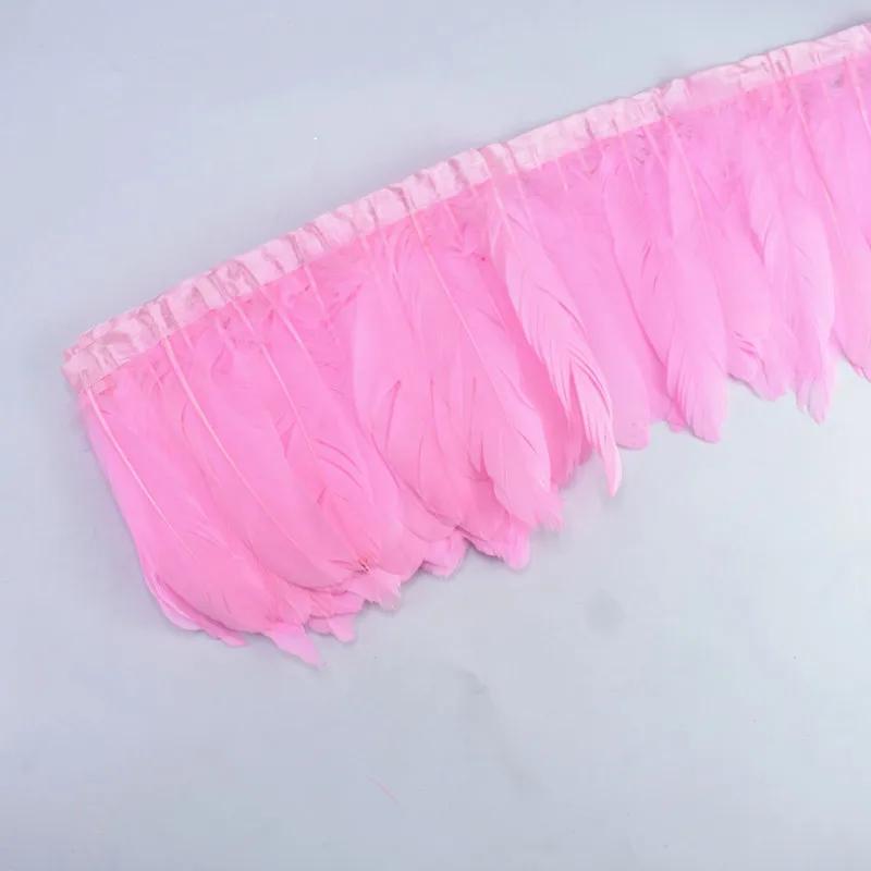 1Meter Colored Goose Feathers Trims Real Geese Feather Trim Tassel Fringe Ribbon White Black Feather Crafts Clothes Accessories