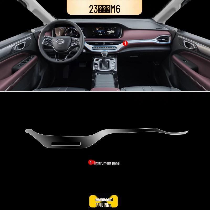 GAC Trumpchi M6 HD Interior Protective Film for Console, Dashboard, and Gear Shift.