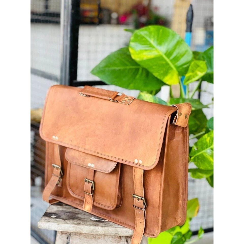 Handmade First Choice Leather Vintage Laptop Messenger Briefcase Bag Satchel