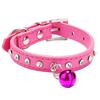 Adjustable Pet Dog Crystal Rhinestone Bell Collar Soft Faux Leather Neck Strap