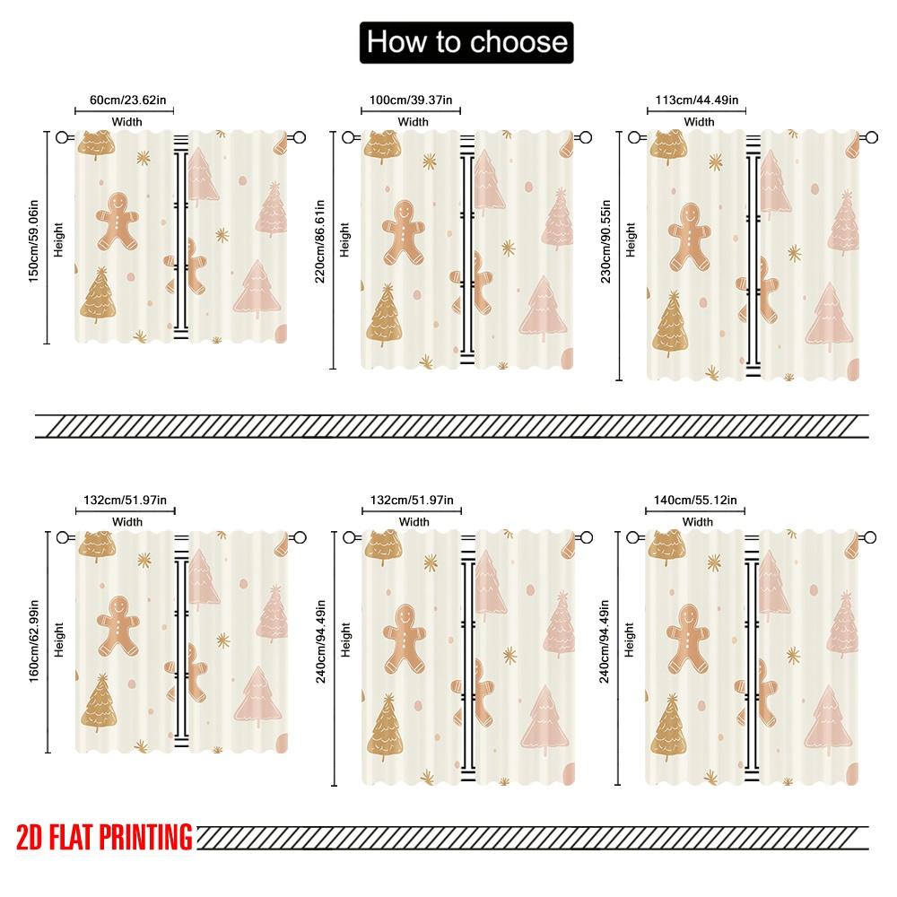 2 Stück, 2D-Flachdruck Beliebte Vorhänge Weihnachtsbaumschmuck Lebkuchenmann (3) Strapazierfähiges Polyester (ohne Stange) Dekorationen
