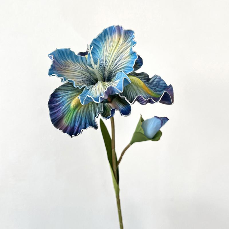 1PC 2-head Iris Flowers Party Wedding Decorative Artificial Cattleya Orchid Home Decoration Simulated Flower Silk Flower 45cm