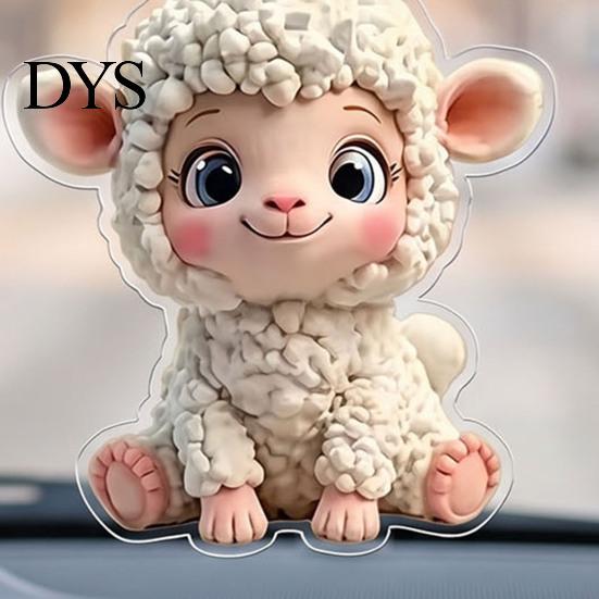 Decorative Farm Theme Hanging Decor 2D Acrylic Goat Car Ornament, Flat Sheep Pendant for Cute Backpack Accessory Rearview Mirror, Christmas