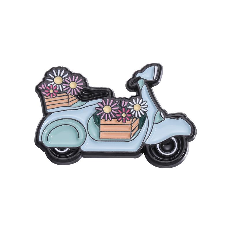 Creative Alloy Flower Car Brooch – Cute, Niche Painted Badge Accessory