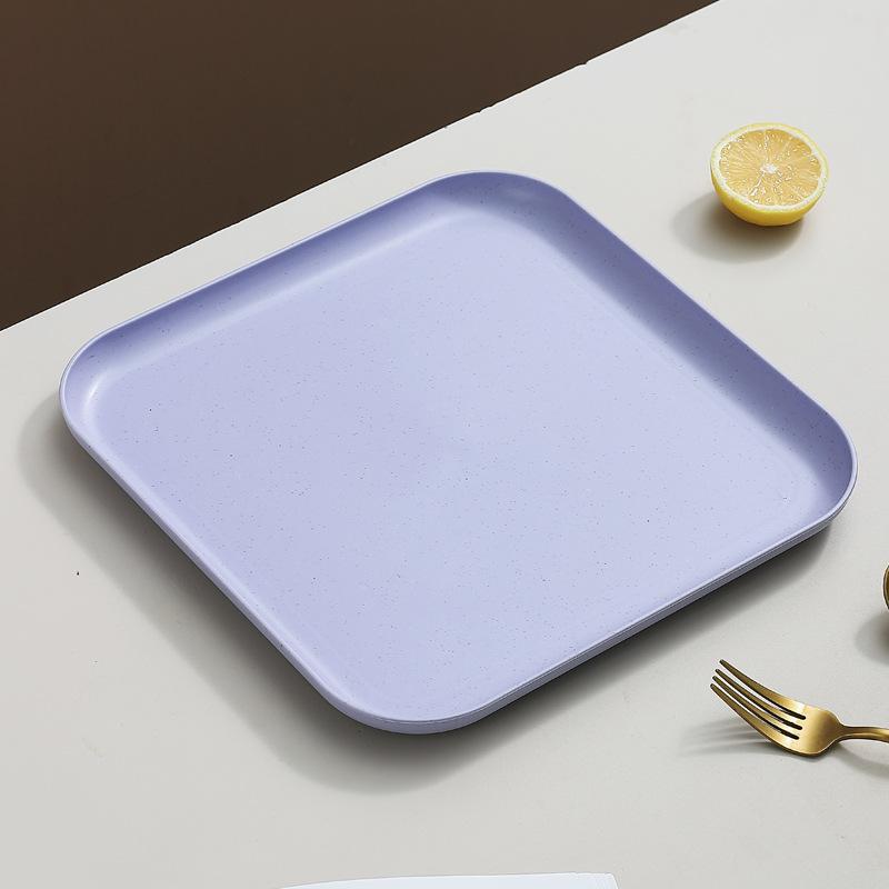 Inyahome Set of 1/4/10 Wheat Straw Square Dinner Dish Snack Dessert Plates for Vegetable Fruit Cake Bread Serving Plate Tray