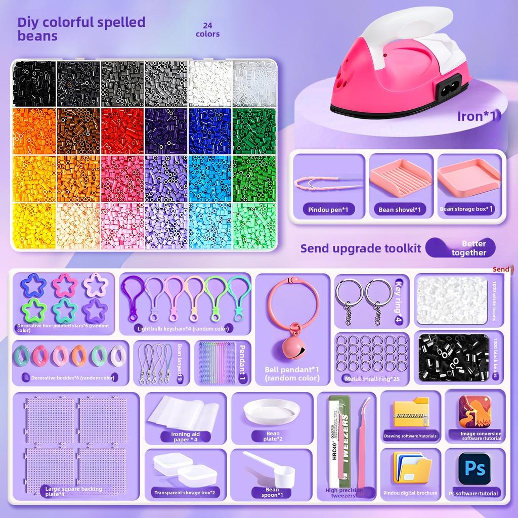 שק חומרים DIY להכנה עצמית של שעועית פינדו, סט מלא של צבעי MARD תלת-ממדיים מותכים, כלים, שק נייר גיהוץ