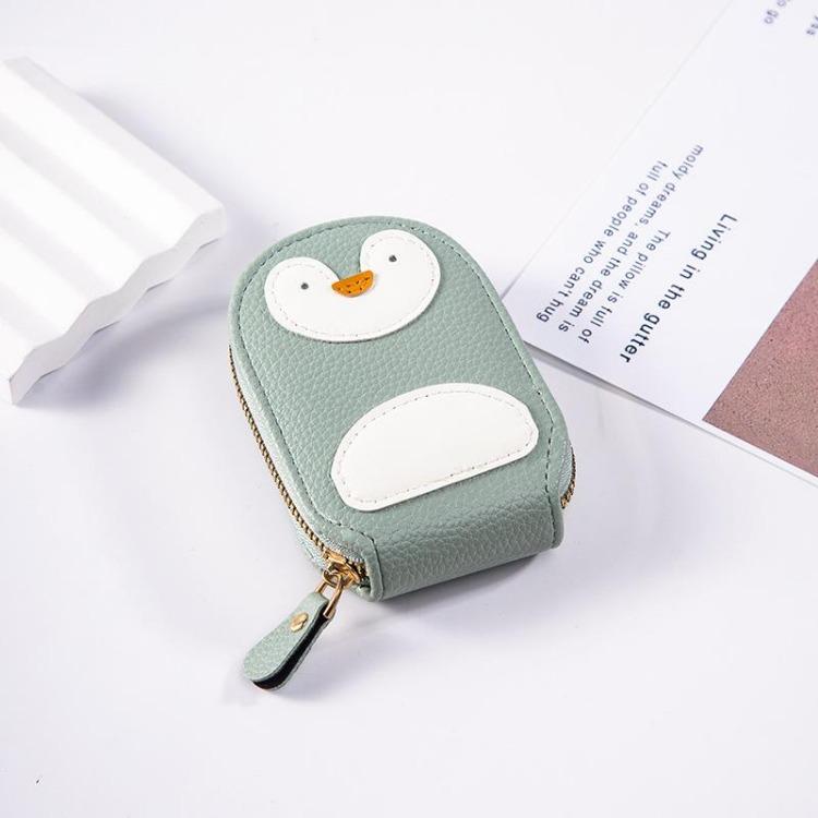 Cute Penguin Pu Leather Card Wallet Large Capacity Organizer with Multi Card Slots and ID Document Holder Women Card Bag