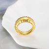 JOVO LOVE Simple Bread Shape Texture Thread Ring For Women Summer Stainless Steel Waterproof Rings Ladie Jewelry Gift