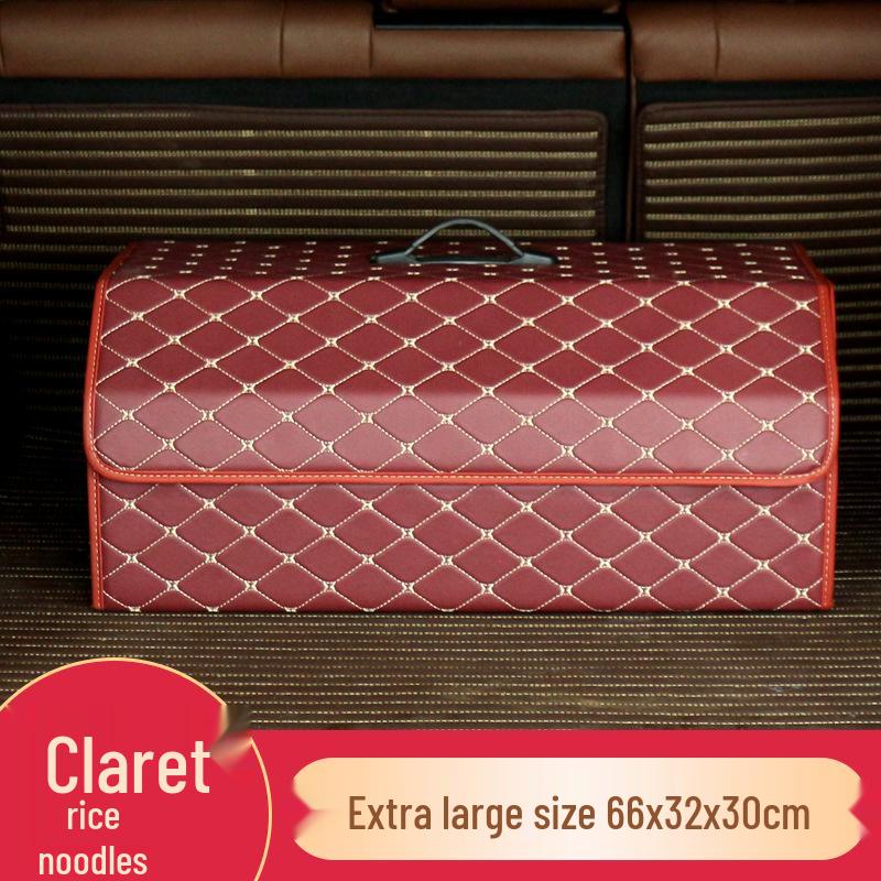 Trunk Storage Box: Multifunctional Folding Car Organizer with Logo-Printed Leather