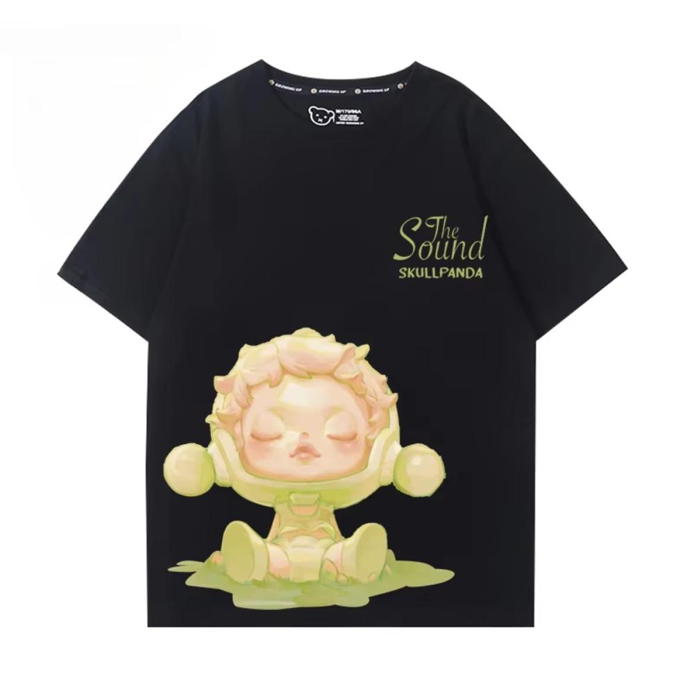 SKULLPANDA personalized graphic T-shirt summer 100% cotton round neck T-shirt outdoor leisure fashion Harajuku men women T-shirt